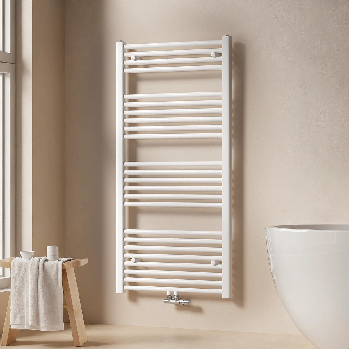 HEIZKÖRPER Handtuchheizkörper wasserführend 120/60/3 cm - Weiß, Metall (60/120/3cm) - EMKE