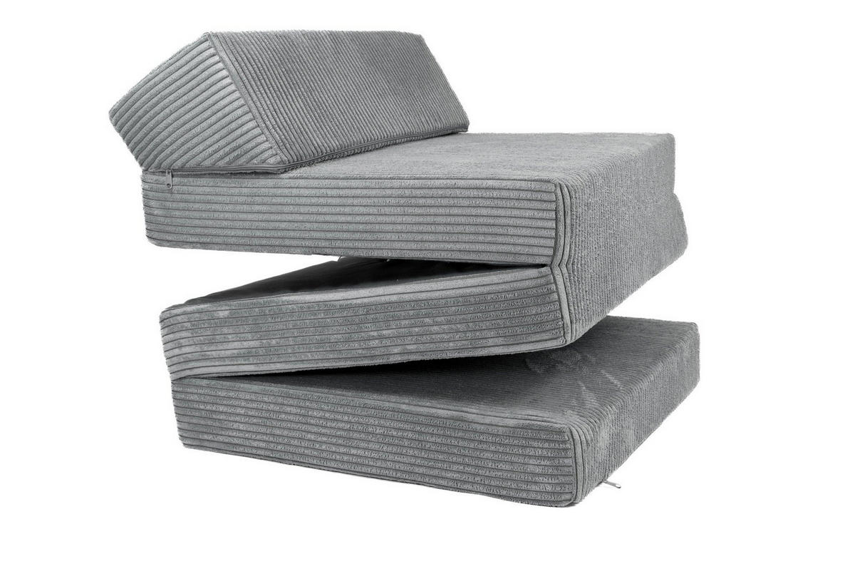 KLAPPMATRATZE MIT KOPFTEIL aus Kuschel-Cord in Hellgrau - Hellgrau, Textil (70/200cm) - Fortisline