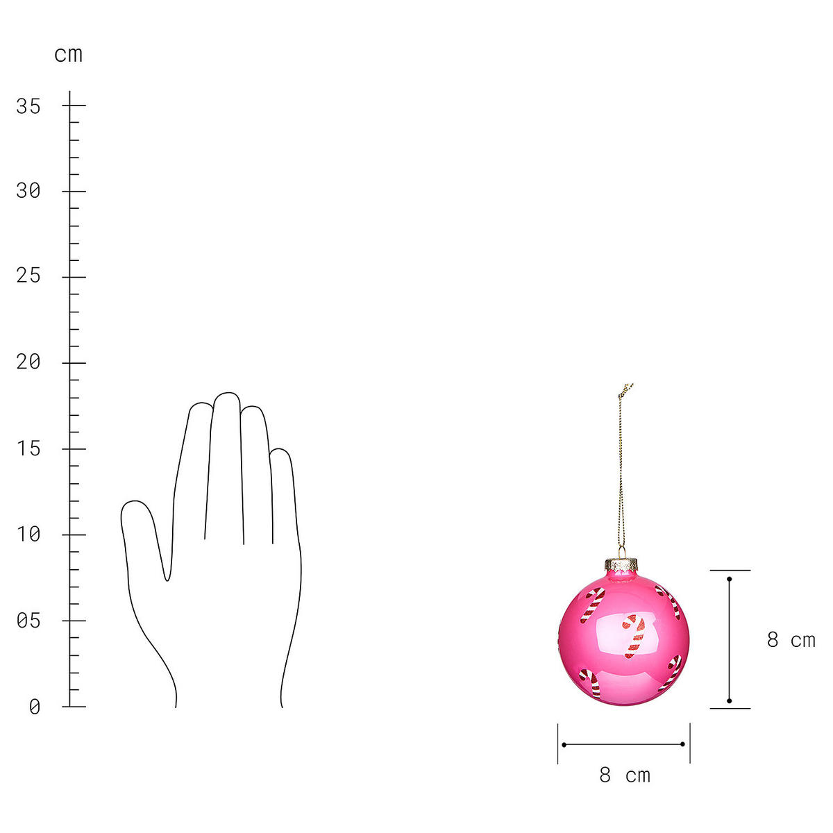 CHRISTBAUMKUGEL Hang On Candy Cane - Pink, Glas (8/1/8cm) - Butlers