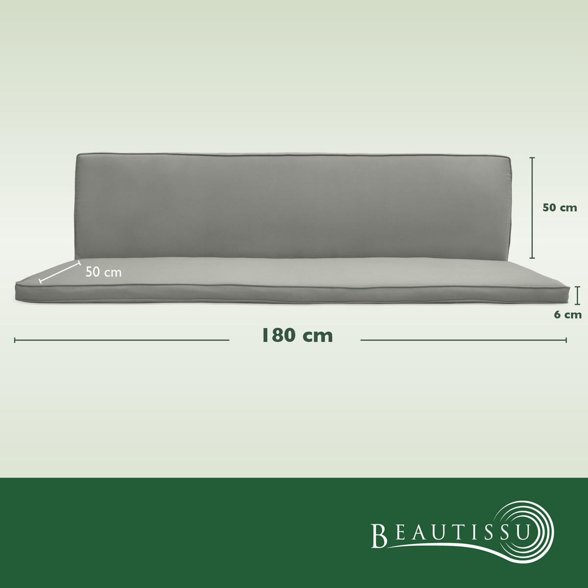 AUFLAGE für Hollywoodschaukel Loft HS - Hellgrau, Textil (50/6/180cm) - Beautissu 