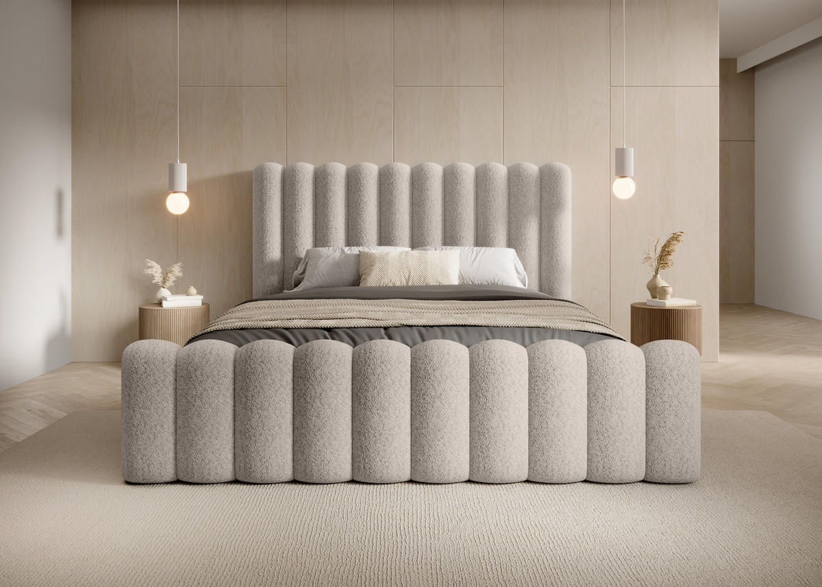 POLSTERBETT Elegantes Polsterbett Mona VII 200x200 cm – Bett mit Stauraum & Hochwertigem Wigo-Feeling, Beige - Beige/Schwarz, Holzwerkstoff/Kunststoff (200/200cm) - DomoHome