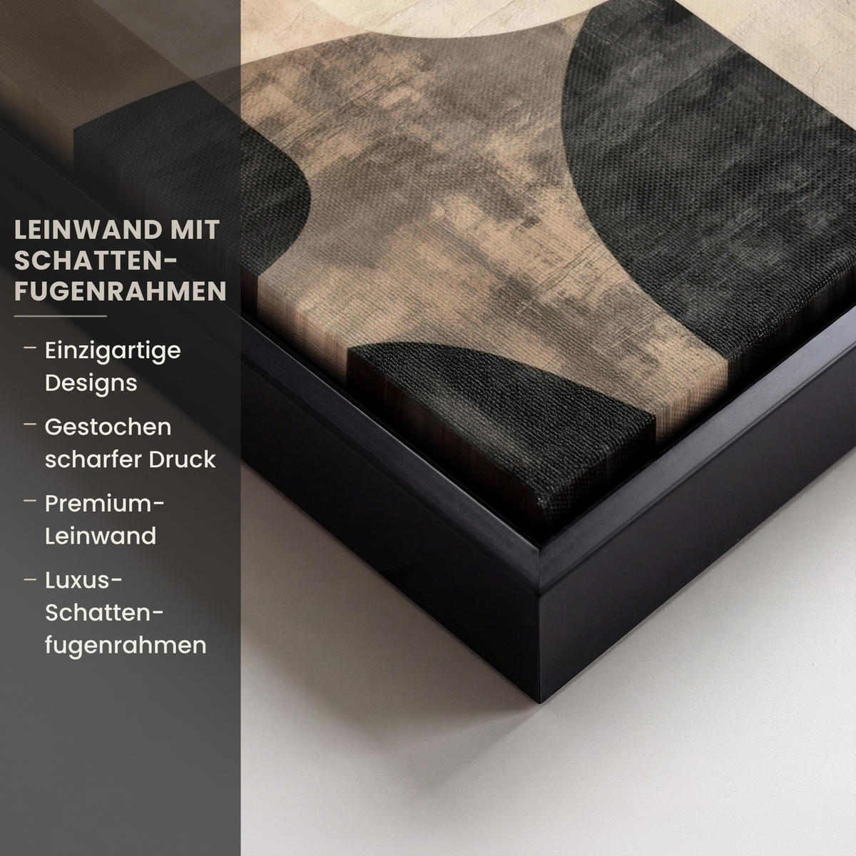 LEINWAND Bilder mit Rahmen - Abstrakt - Flugzeuge - Schwarz - Rund - 20x20 - Beige, Textil (20/20cm) - MuchoWow