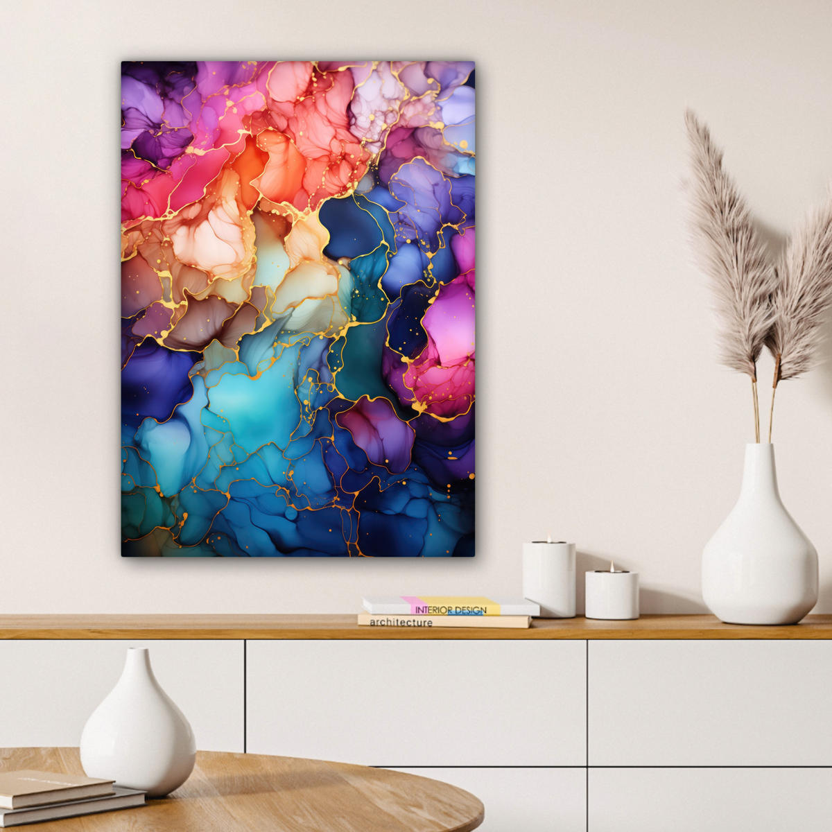 LEINWANDBILD Marmor - Bunt - Abstrakt 60x80 cm - Multicolor, Textil (60/80cm) - MuchoWow