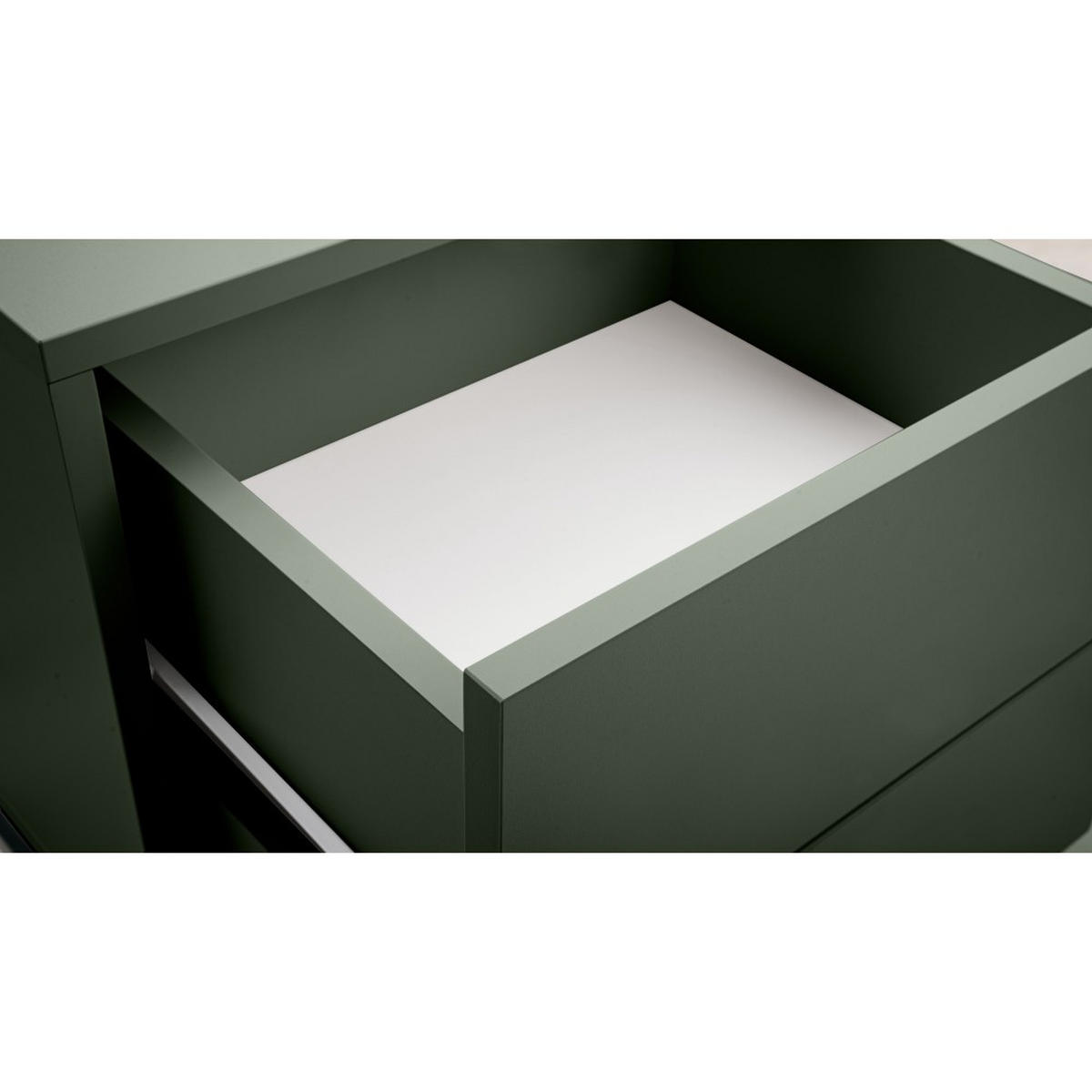 NACHTTISCH Giana mit 2 Schubladen, 43 cm, Flaschengrün - Dunkelgrün/Schwarz, Holzwerkstoff (43/48.5/34cm) - Beautysofa