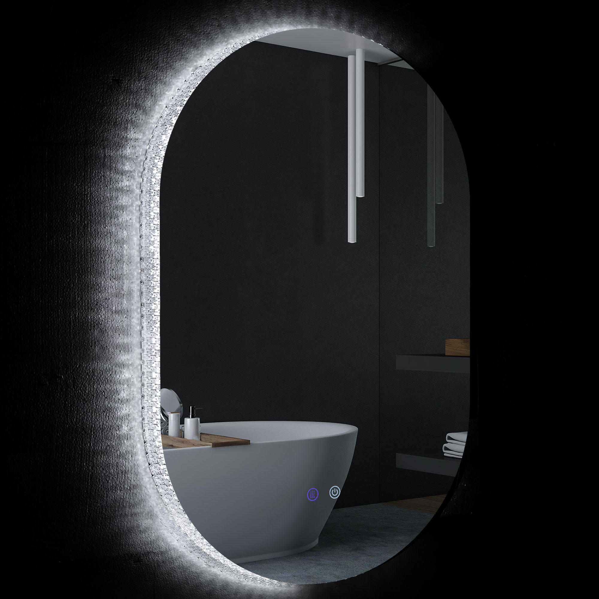 SPIEGELSCHRANK Antibeschlag-LED-Spiegelschrank mit einstellbarer Helligkeit, 81 x 51 x 4,5 cm - Transparent, Glas (81/51/4.5cm) - Vallsero