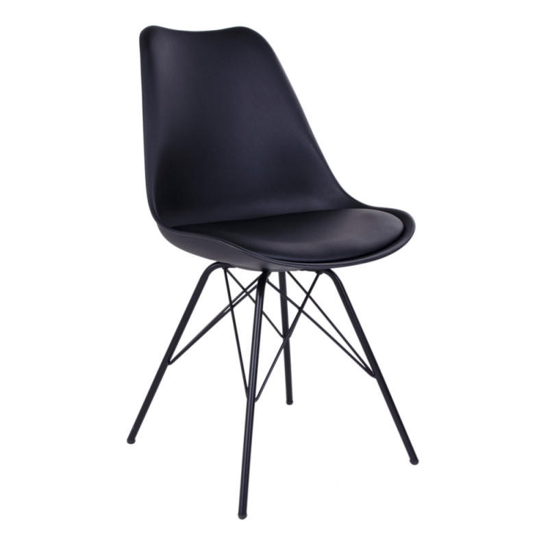 SCHALENSTUHL, Olav, Stühle Schwarz, Kunstleder, 48 x 55 x 86 cm, 2-teilig - Schwarz, Leder/Textil (48/86/55cm) - ebuy24