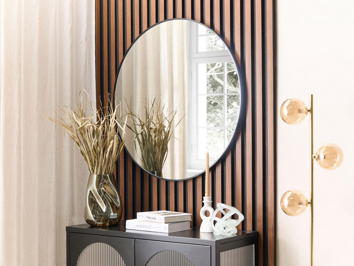 WANDSPIEGEL 80/80 cm Schwarz Annemasse - Schwarz, Glas (80/3/80cm) - Beliani