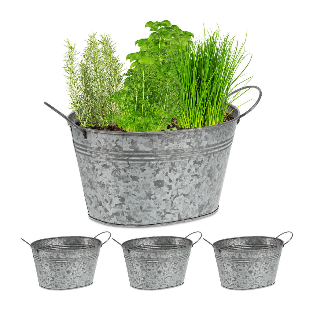 JARDINIERĂ Argintie set-4-bucăți