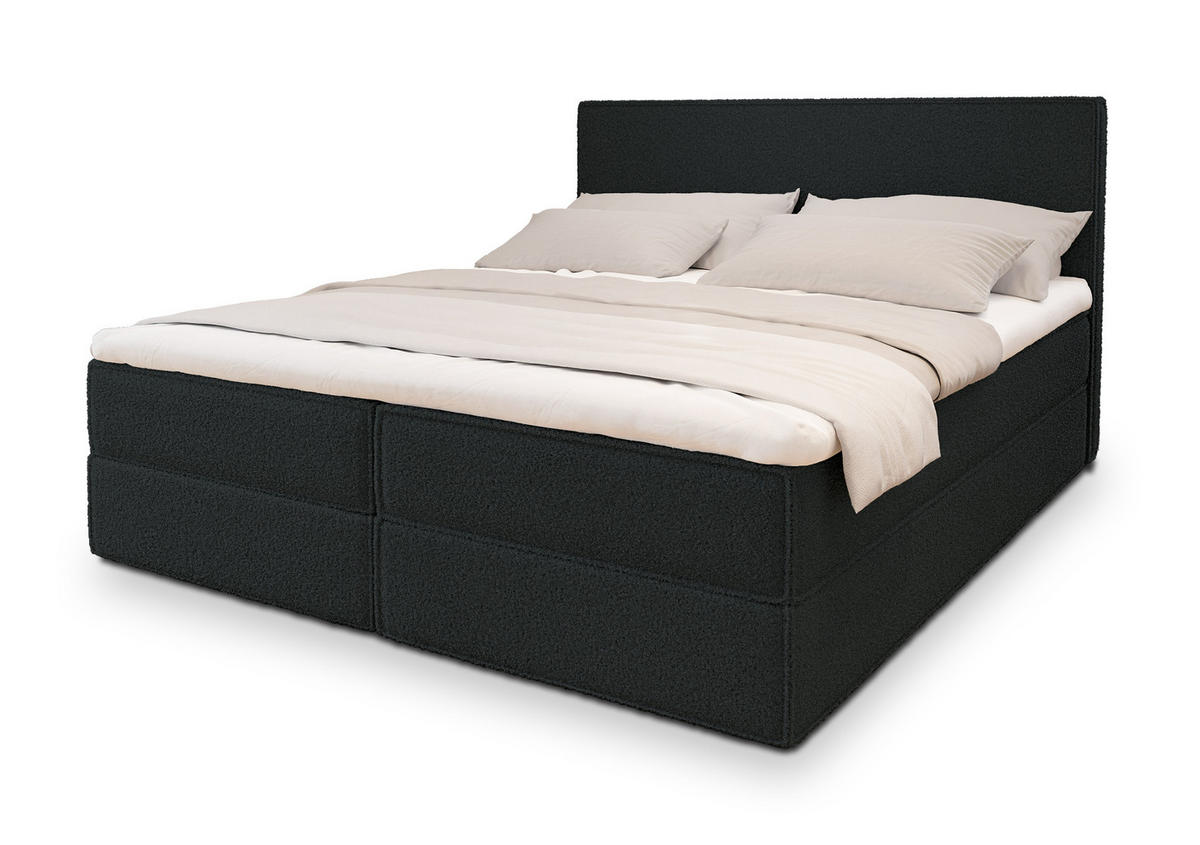 BOXBETT PELLIO 160x200 cm mit Matratze und Topper - Schwarz - Schwarz, Holz (160/200cm) - MASSENO