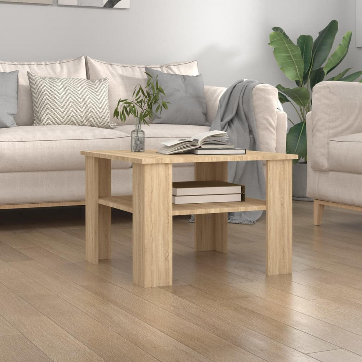 COUCHTISCH Sonoma-Eiche 60x60x42 cm Holzwerkstoff - Hellbraun, Holzwerkstoff (60/60/42cm) - furnicato