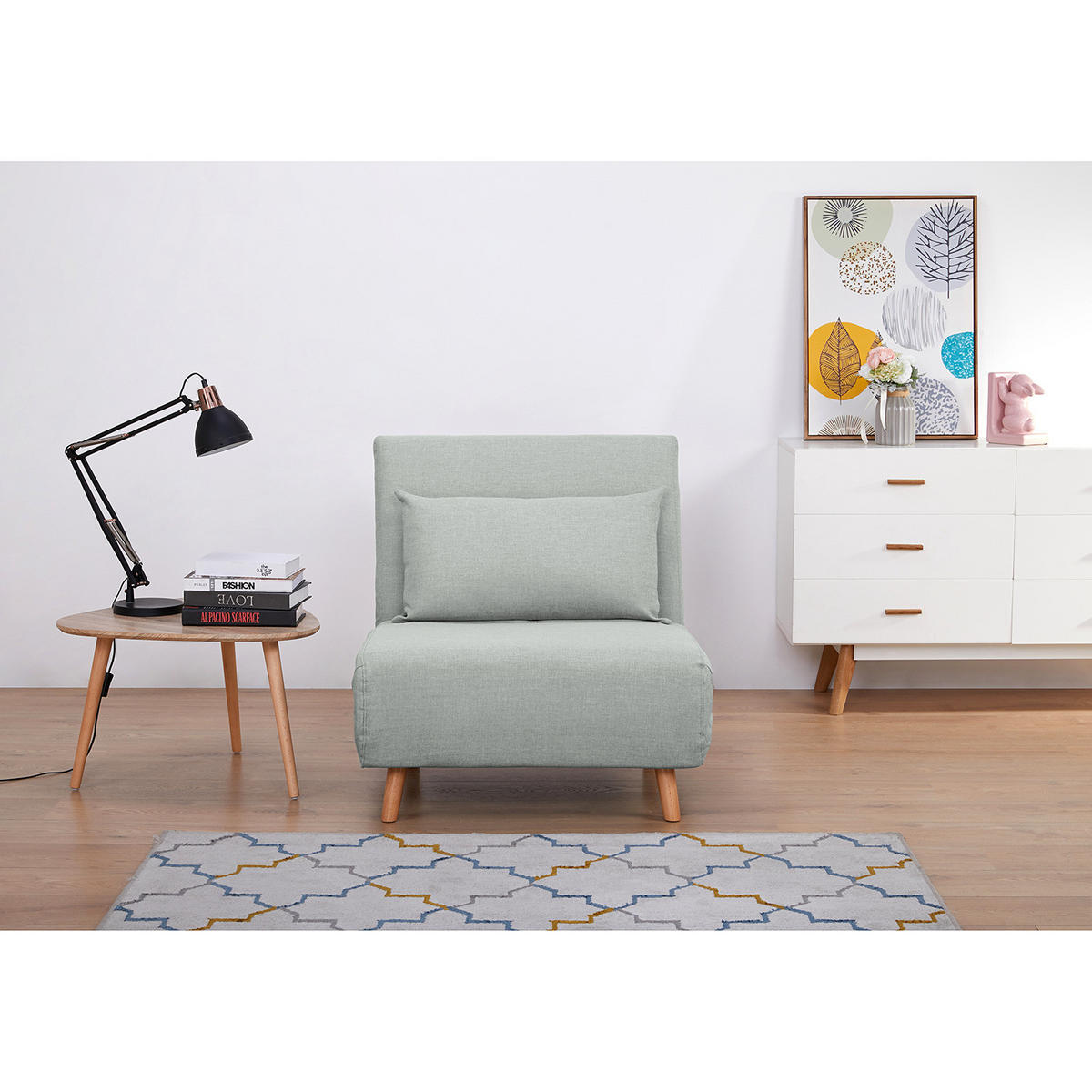 SCHLAFSESSEL - Textil / Teilmassivholz - Buchefarben/Hellgrau, Holz/Buchenholz (77/81/90cm) - home24