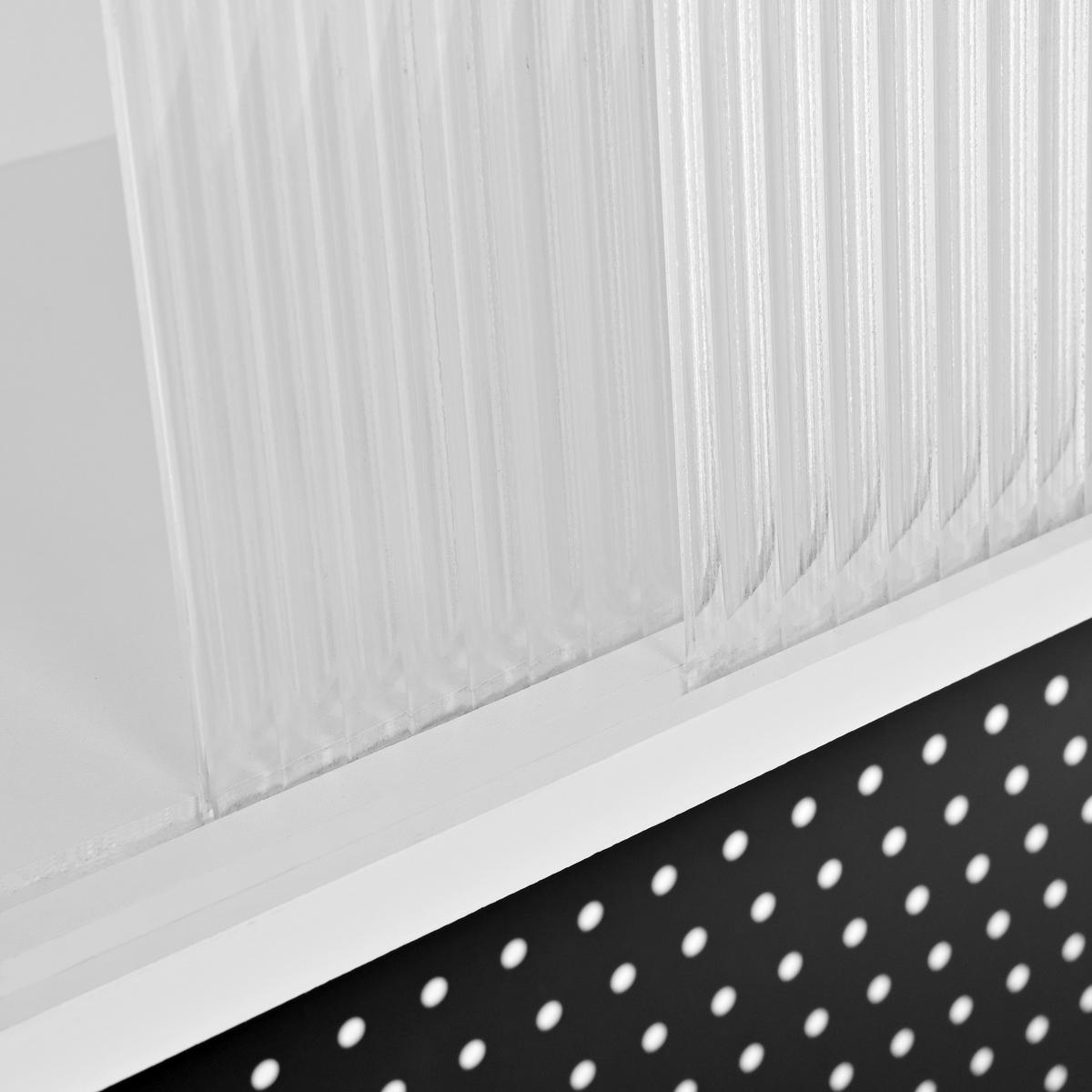 BUFFET 120x40x184 cm Weiß mit Fluted Glas & Ladestation - Weiß, Holzwerkstoff (40/184/120cm) - Modfu