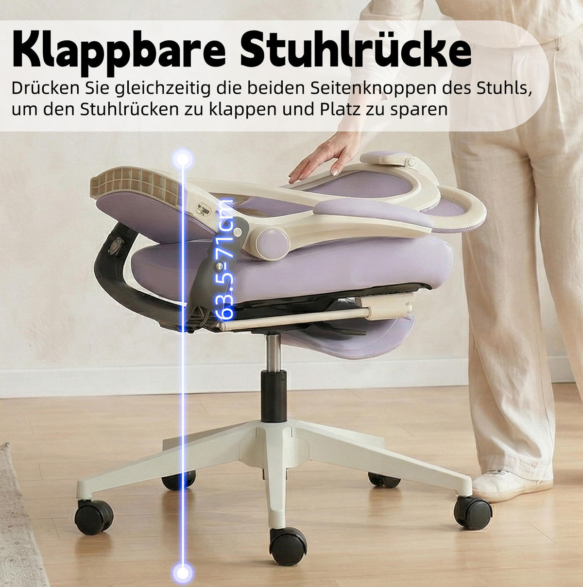 DREHSTUHL 67/67/129 cm violett aus Schaumstoff mit Kopfstütze und Neigefunktion - Lila, Kunststoff (62/129/48.5cm) - OKWISH