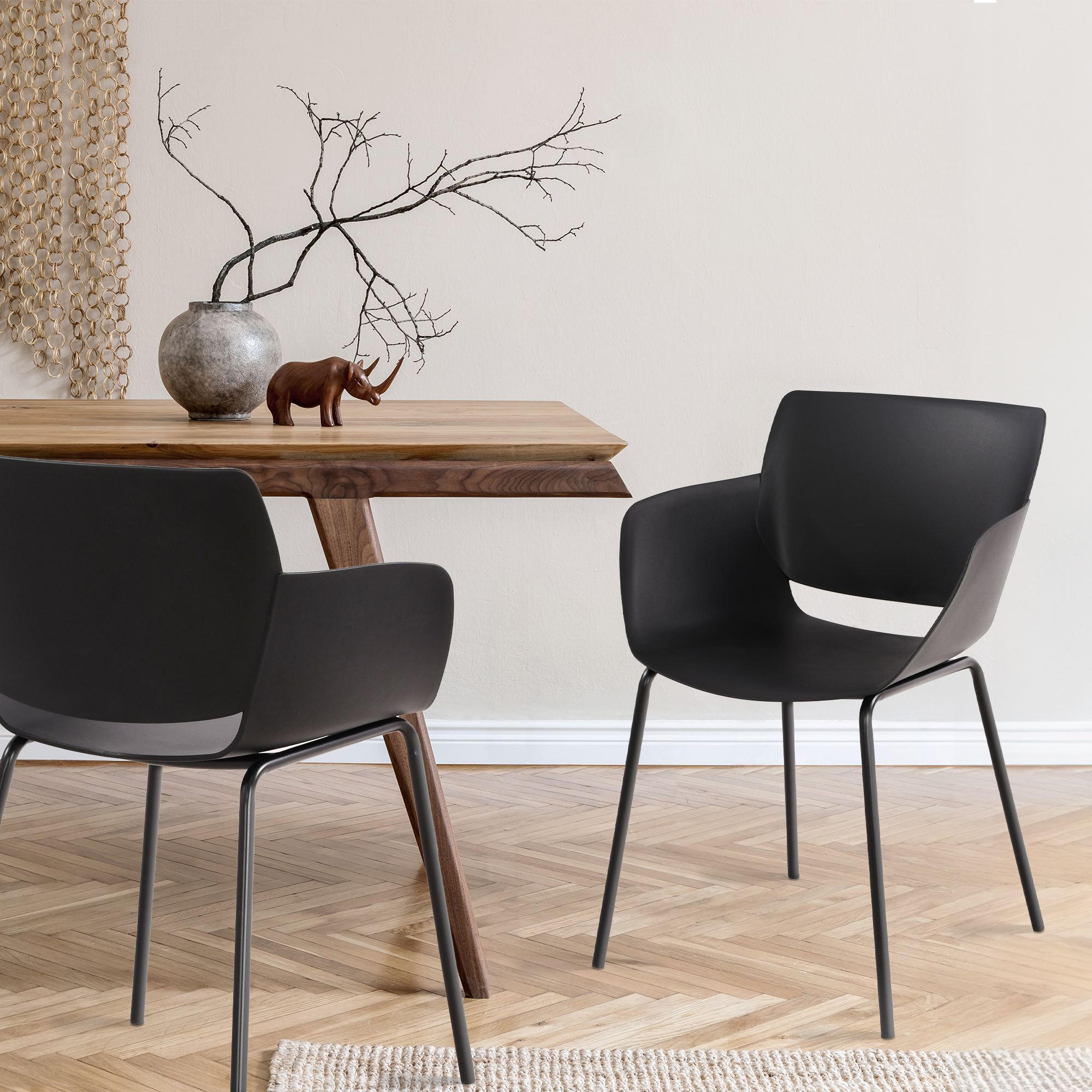 STUHL Kunststoff Schwarz - Schwarz, Kunststoff/Metall (58/80/54cm) - CLP