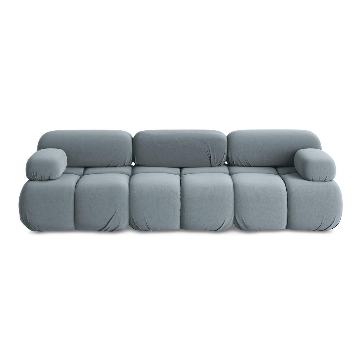 3-SITZER SOFA Samt Stoff Blau - Blau/Schwarz, Kunststoff/Textil (285/70/96cm) - LaMiaSofa