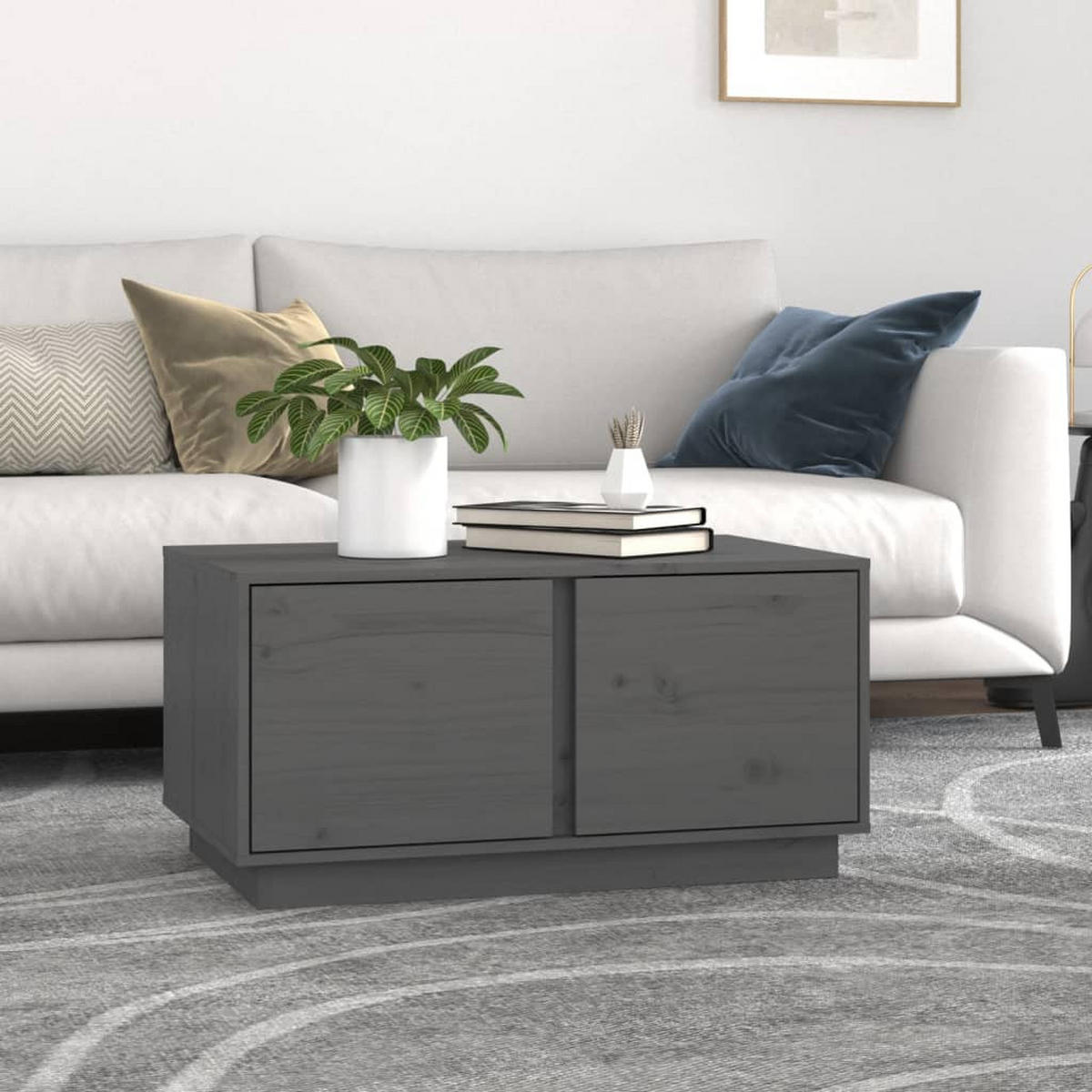 COUCHTISCH Grau 80x50x40 cm Massivholz Kiefer - Grau, Holz (80/50/40cm) - furnicato