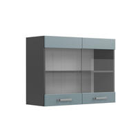 KÜCHENGLASSCHRANK R-Line Blau-Grau 80 cm - Anthrazit/Blaugrau, Holzwerkstoff (80/60/31cm) - Vicco