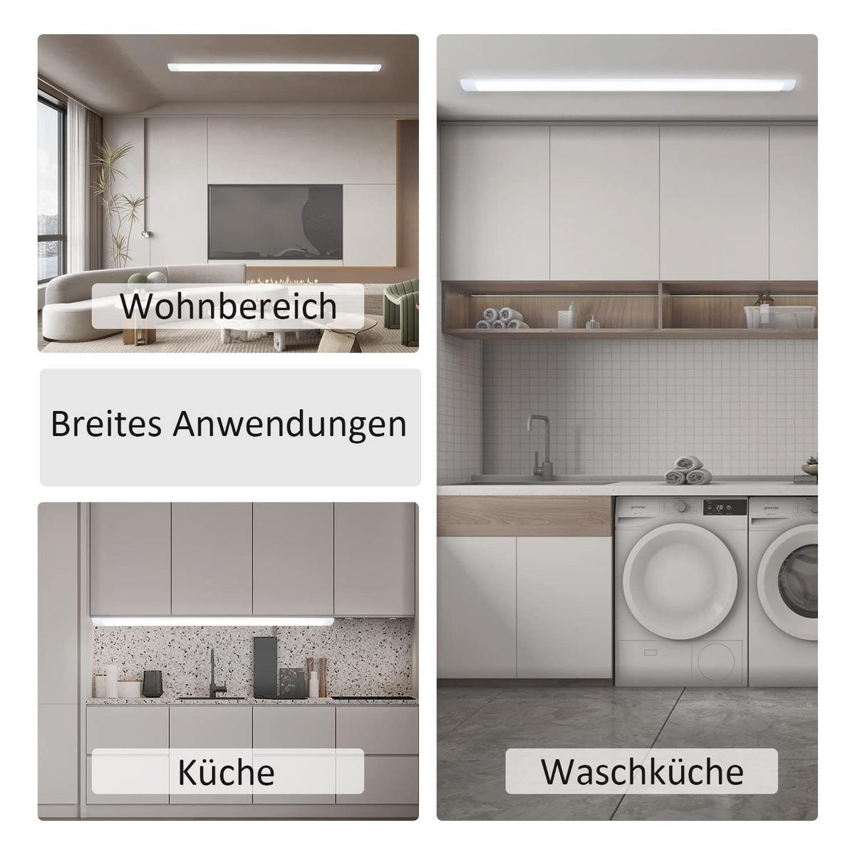 LED-DECKENLEUCHTE 120/5.7/2.6 cm - Weiß, Kunststoff (120/5.7/2.6cm) - ZMH