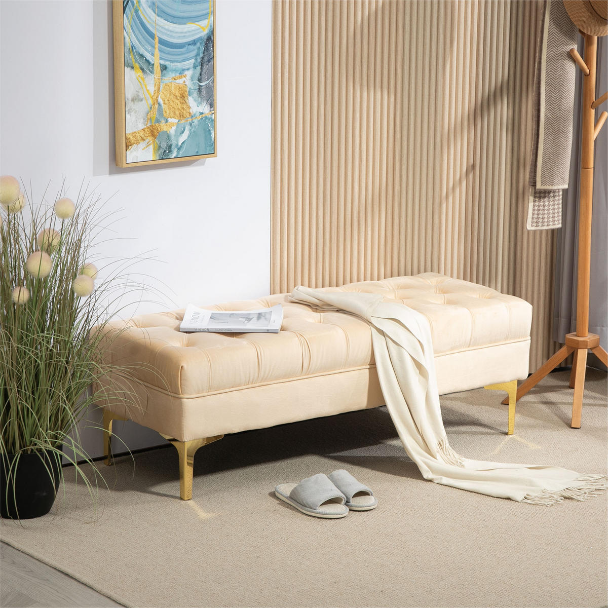SITZBÄNKE Beige 1 Stück - Beige, Kunststoff (118/42/45cm) - GiPP