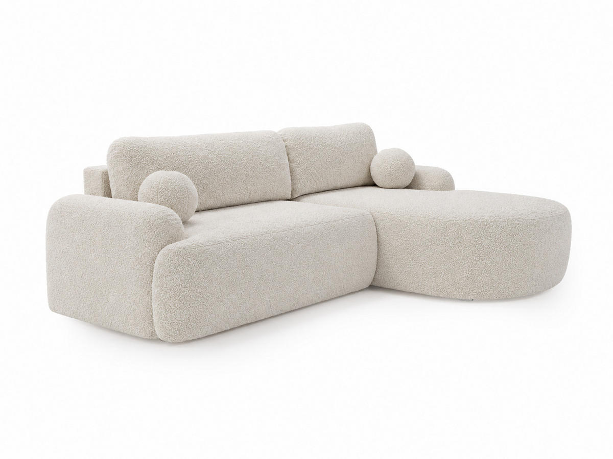 ECKSOFA Aurio weiß Rechts - Weiß, Holz/Textil (261/177cm) - Graingold