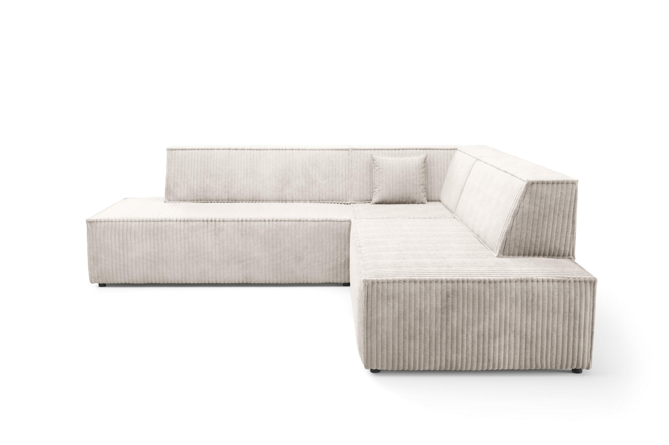 ECKSOFA TESSO II R-S Creme Kordstoff mit Schlaffunktion - Creme, Holz (254/254cm) - MASSENO