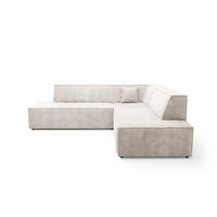 ECKSOFA TESSO II R-S Creme Kordstoff mit Schlaffunktion - Creme, Holz (254/254cm) - MASSENO