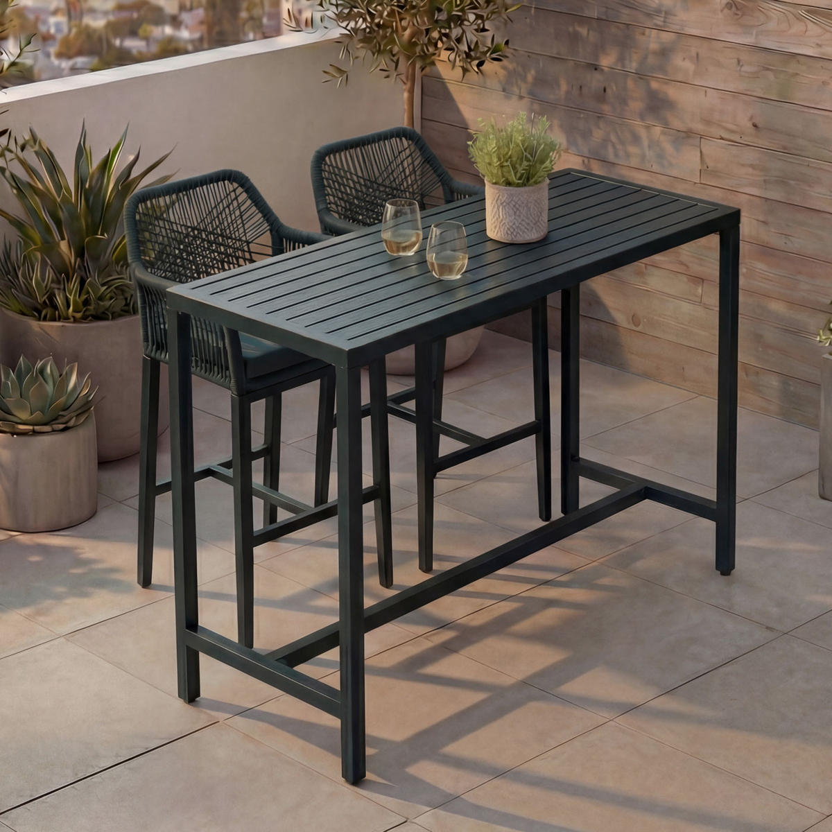 STEHTISCH hranatý - zelená, kov (65/130/105cm) - MCW