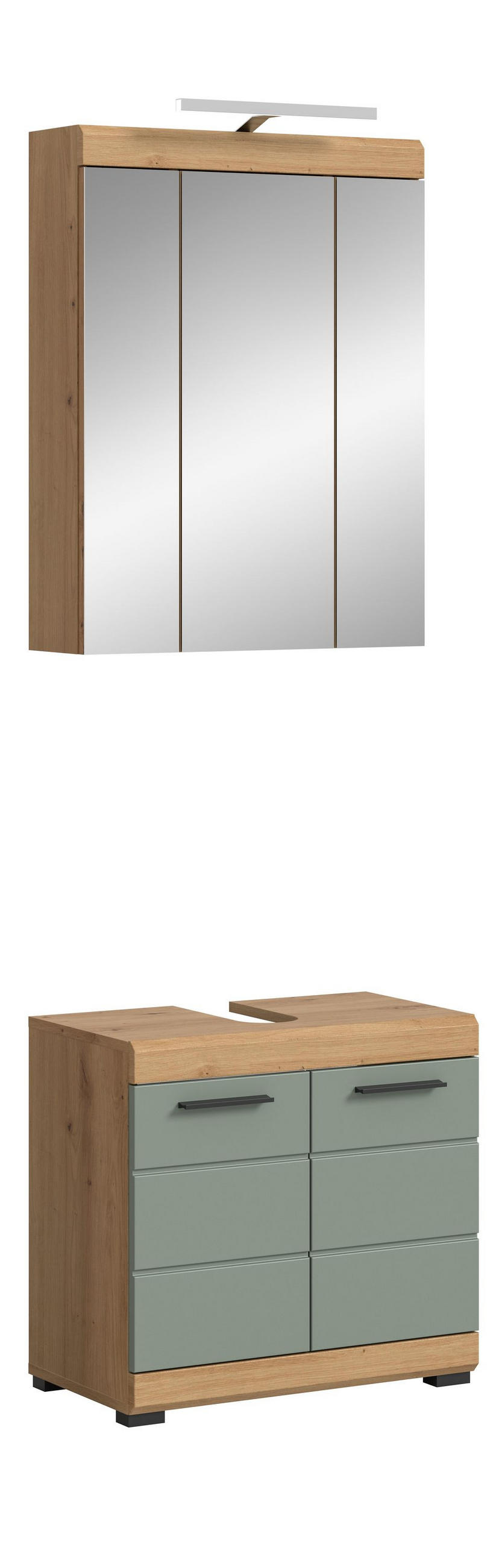 BADKOMBINATION 2tlg. Scout Bad in Artisan Eiche Nachbildung und Salbei Nachbildung B/H/T: 60x191x34 cm - Eiche Artisan, Holz (60/191/34cm)