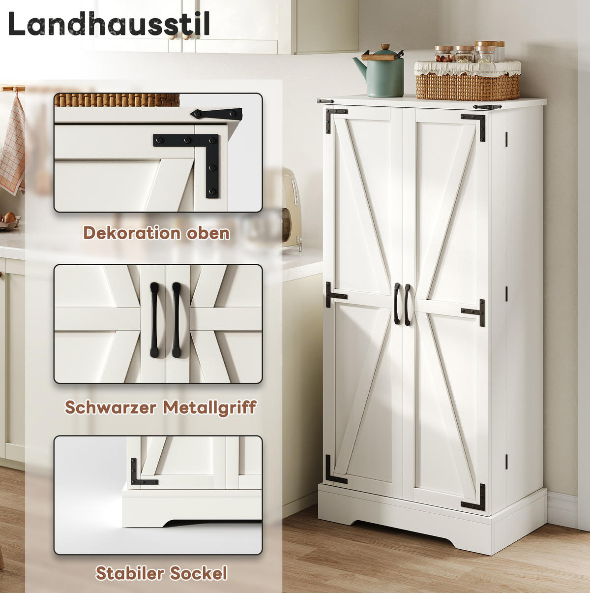BUFFET 60/128,5/35 cm Weiß aus PB, MDF mit LED-Beleuchtung - Weiß, Holzwerkstoff (35/128/60cm) - OKMYHOME