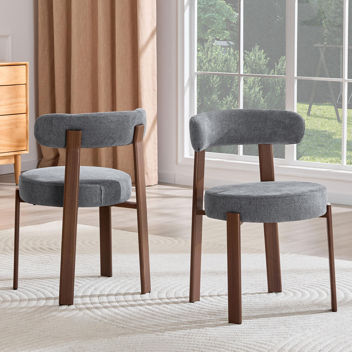 ESSZIMMERSTUHL 2er-Set mit Bügellehne, Grau - Grau, Textil (51.5/79/57cm)
