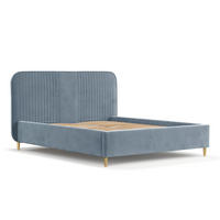 POLSTERBETT Livy Blau Grau 120/200 cm im Samtstoff - Blaugrau/Naturfarben, Holz/Holzwerkstoff (120/200cm) - Maison de Reve