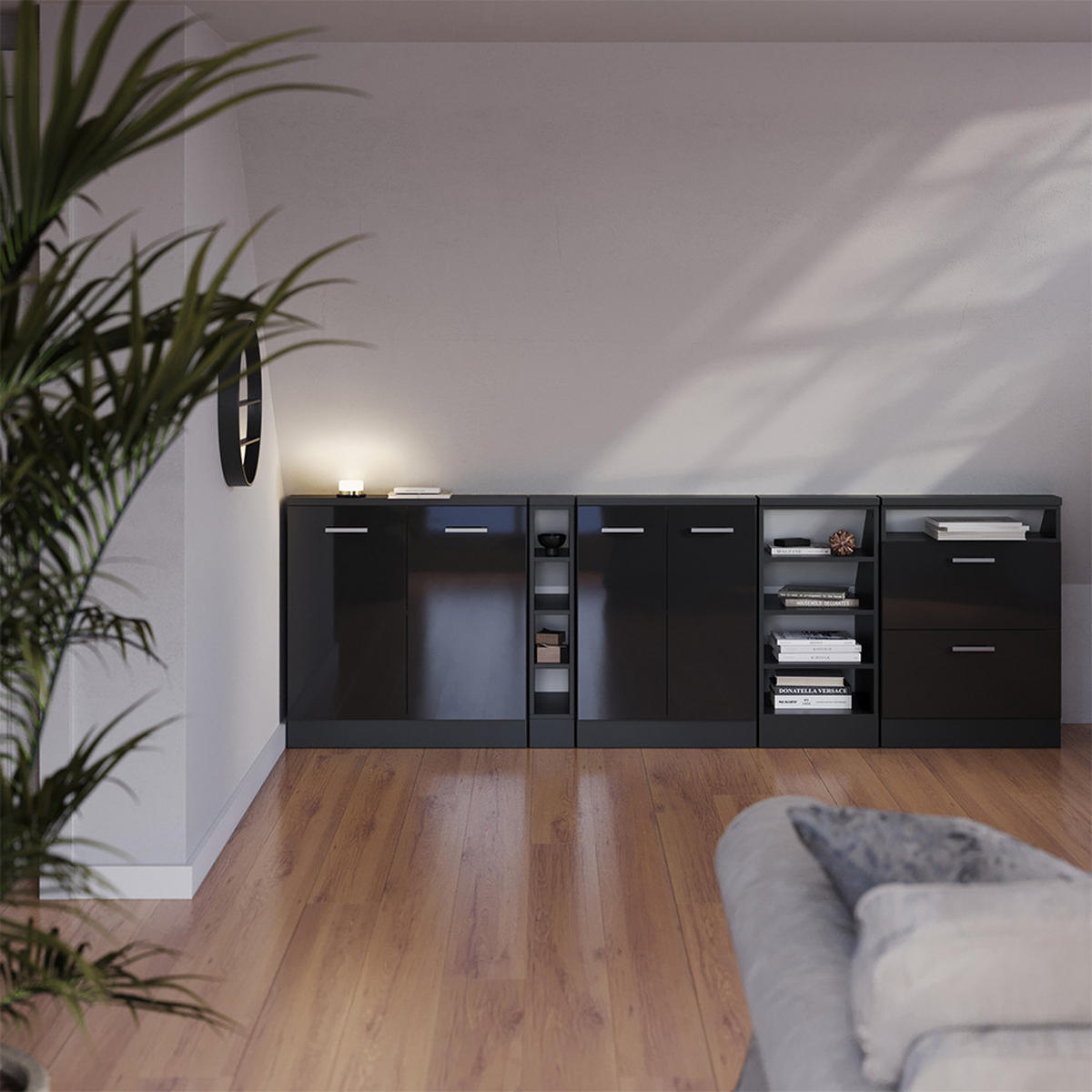 Schwarz Hochglanz, Holzwerkstoff (60/81.6/46cm) - Vicco