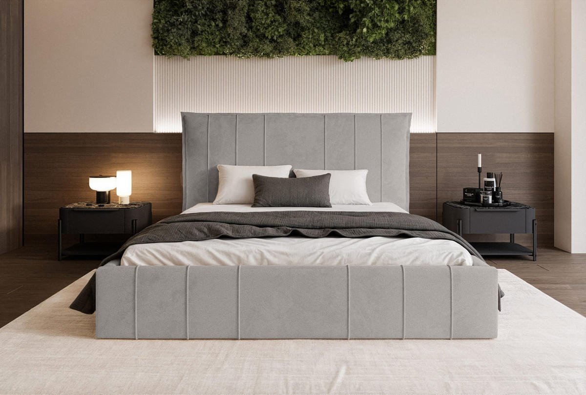 POLSTERBETT Acate 160x200 cm, Grau - Grau, Textil (160/200cm) - Fedve