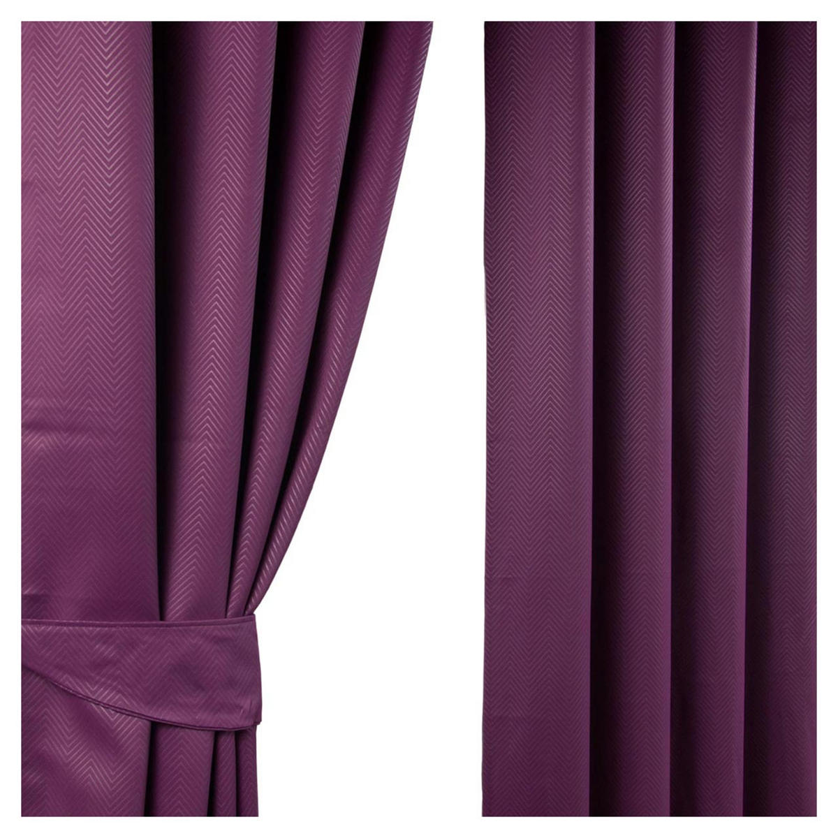 VERDUNKELUNGSVORHÄNGE Fischgrät mit Thermo-Funktion, Ösen 228/137 cm - Aubergine, Textil (228/137cm) - Homescapes