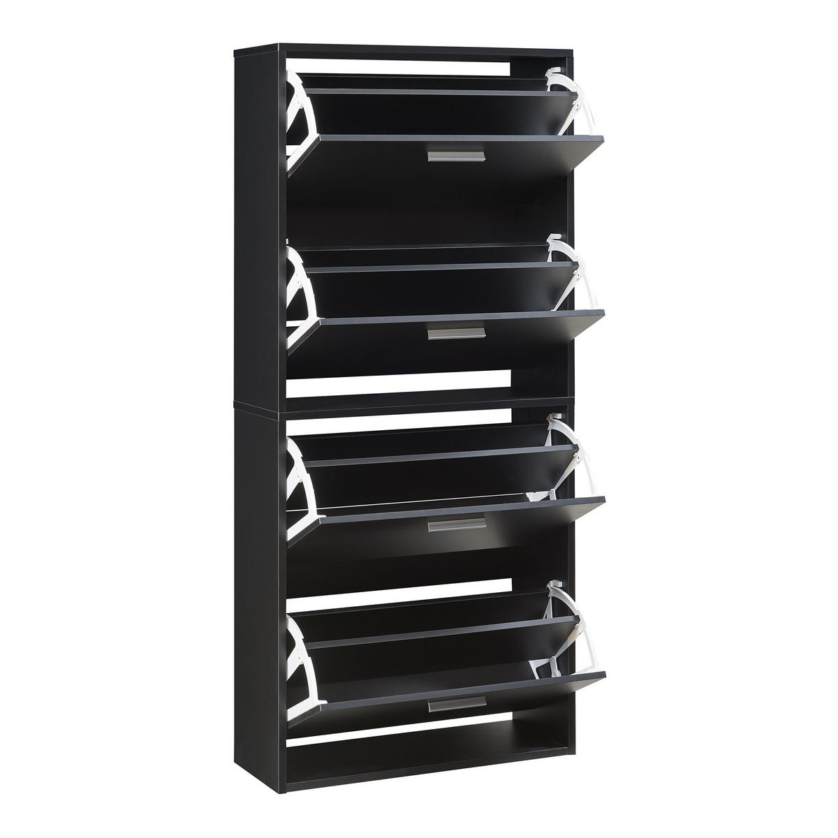 SCHUHSCHRANK Sykkylven - Schwarz, Holzwerkstoff (60/134/24cm) - [en.casa]