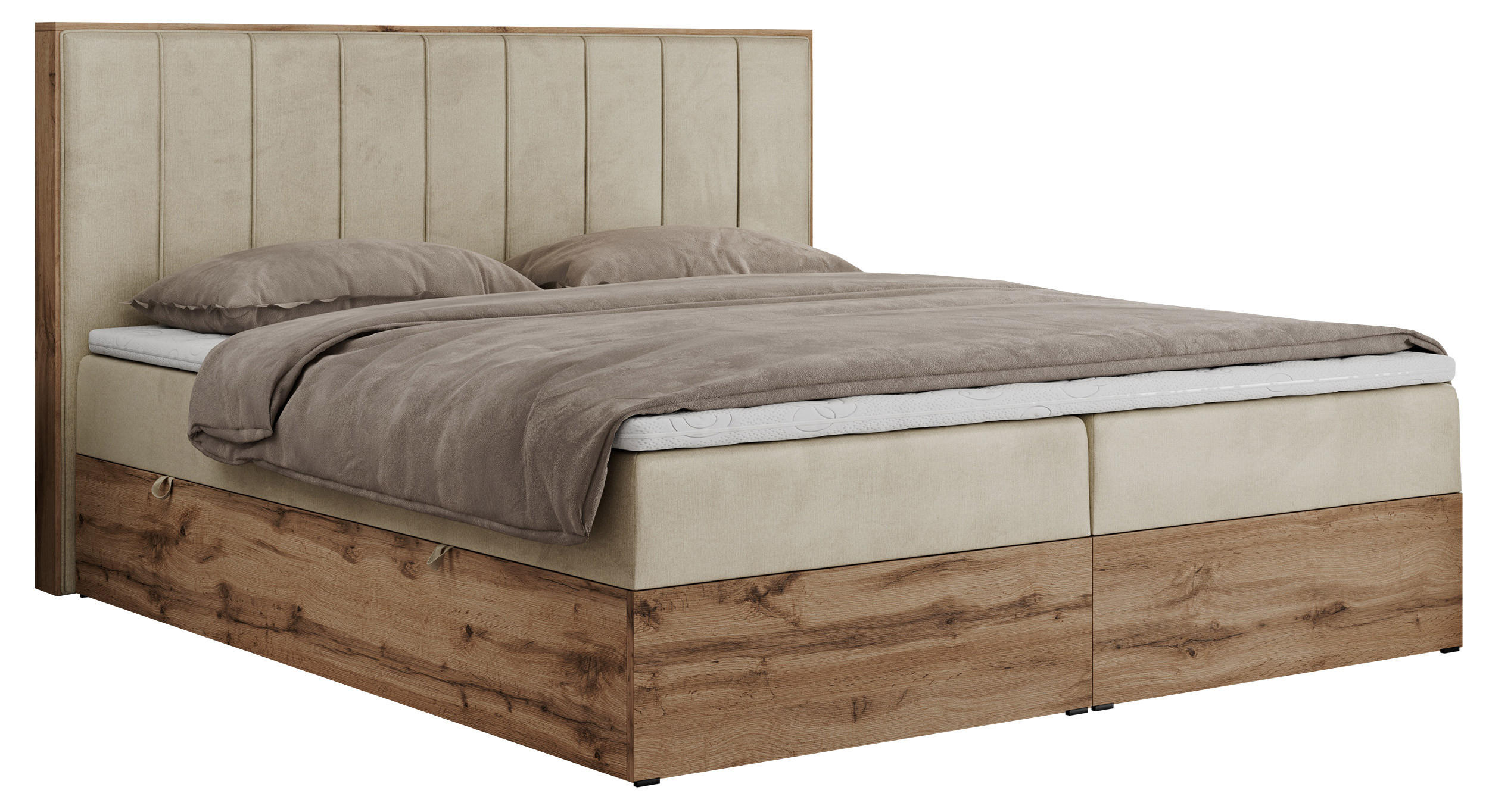 MKS KONTINENTÁLNÍ POSTEL BELLISSIMO 140/200 - Béžová Samet - H3