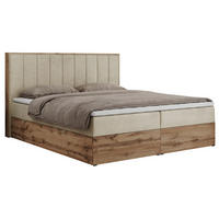 BOXBETT BELLISSIMO 180/200 Beige Velvet - H3 - Beige, Holz/Textil (180/200cm) - MKS