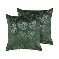 DEKOKISSEN 2er-Set Dunkelgrün 45/45 cm Monstera - Dunkelgrün, Textil (45/45cm) - Beliani