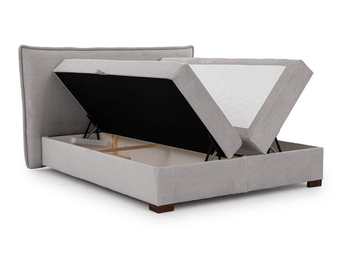 BOXBETT Lovetti II, Cord, H3 - Dunkelbraun/Hellgrau, Holz/Kunststoff (200/160cm) - S-Style Möbel