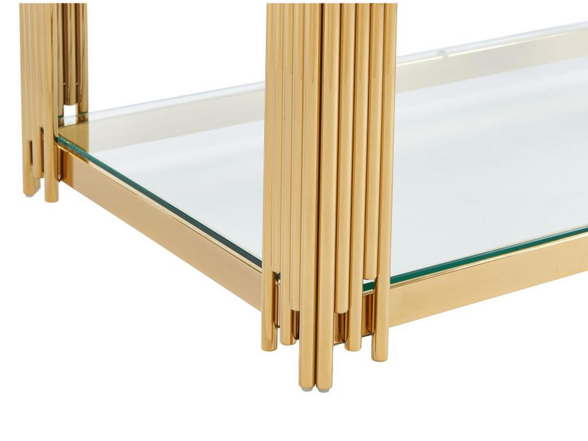 COUCHTISCH - Sicherheitsglas & Edelstahl - Goldfarben - NOMELANO - Goldfarben, Glas (123.5/63.5/45.5cm) - Pascal Morabito