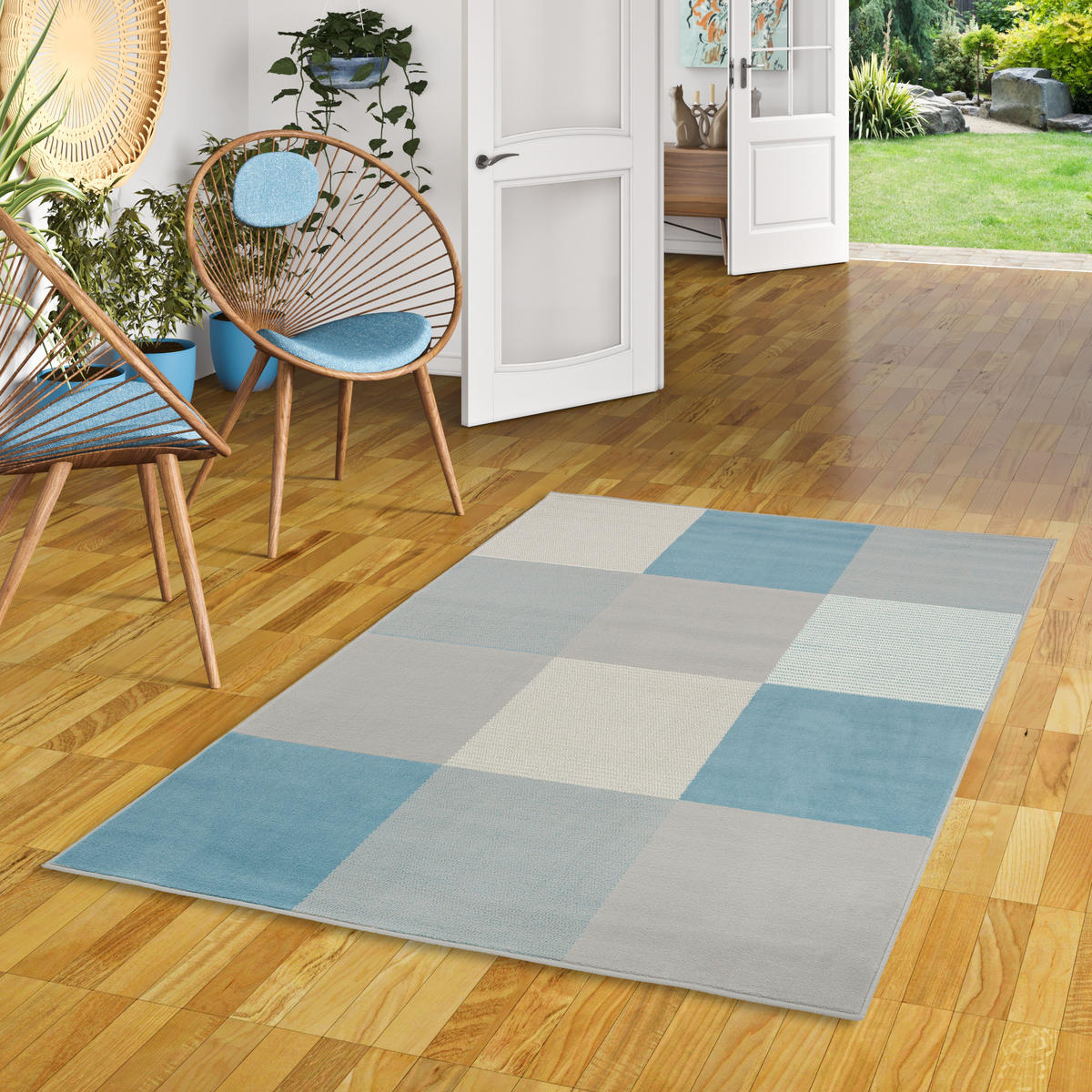 TEPPICH MODERN TRENDLINE KARO - Blau, Textil (120/170cm) - Pergamon