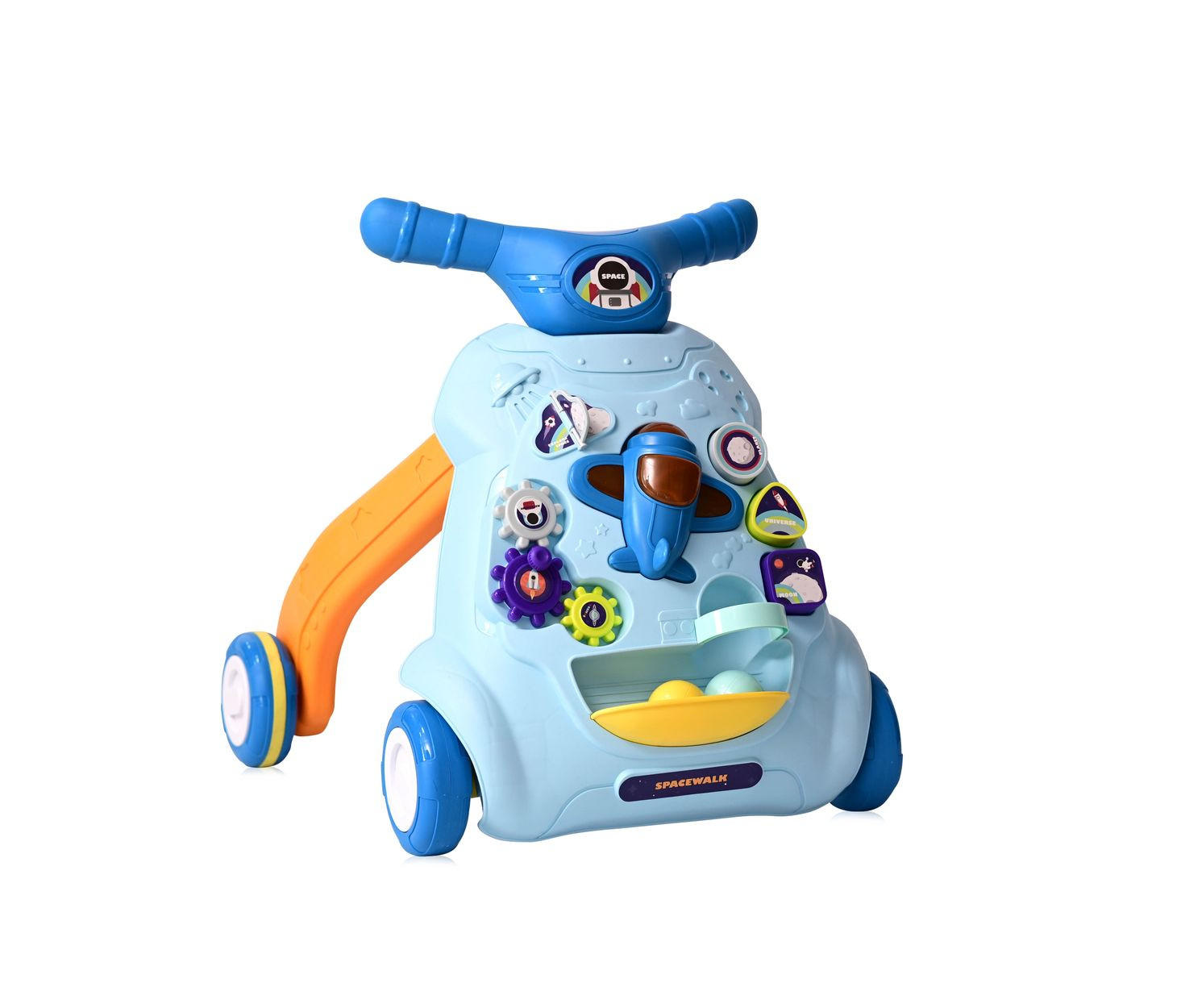 LAUFLERNHILFE Space blau Licht zwei Bälle verschiedene Formen Zahnräder - Blau, Kunststoff (47/52/48cm) - Lorelli