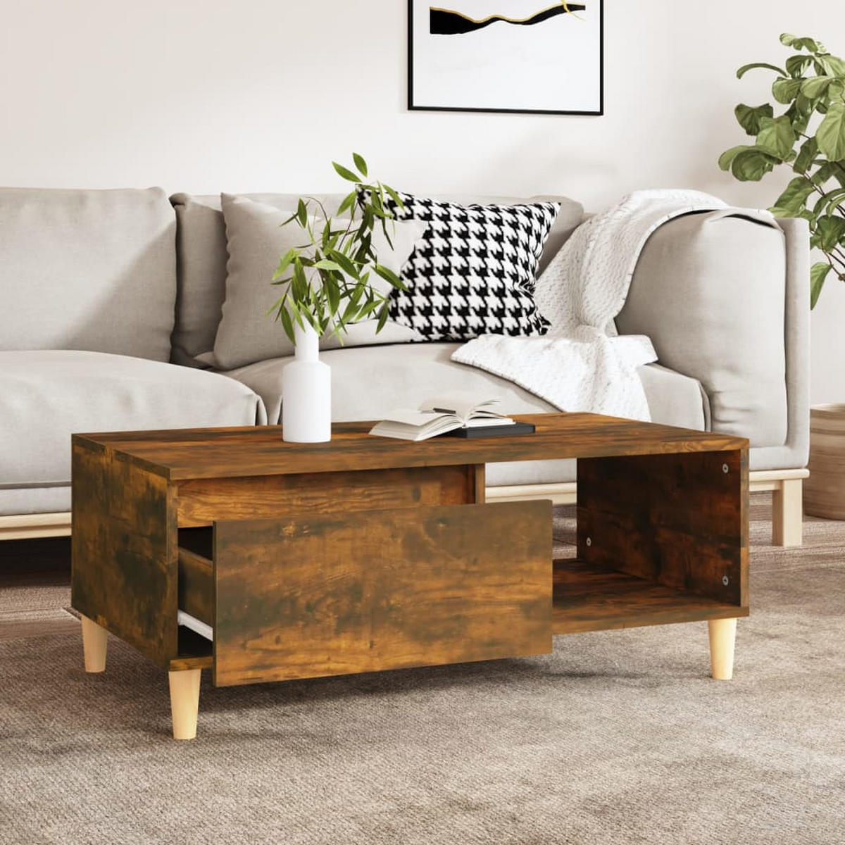 COUCHTISCH Räuchereiche 90x50x36,5 cm Holzwerkstoff - Braun, Holzwerkstoff (90/50/36.5cm) - furnicato