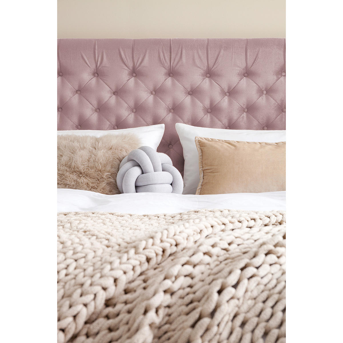 POLSTERBETT - Samt - Mauve, Textil (180/200cm) - home24