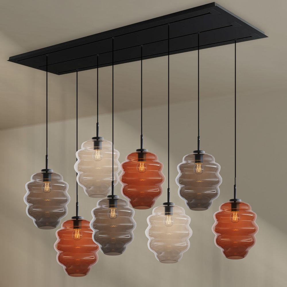 HÄNGELEUCHTE Echos 8-flammig Mehrfarbig Ø 25cm - Multicolor/Schwarz, Glas (25/25/28cm) - s.luce