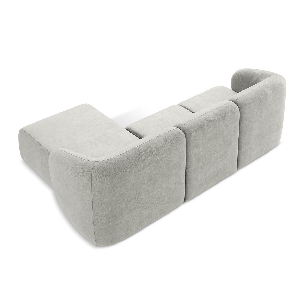 ECKSOFA Rechts Chenille Stoff Grau - Hellgrau/Schwarz, Holzwerkstoff/Kunststoff (248/166cm) - LaMiaSofa