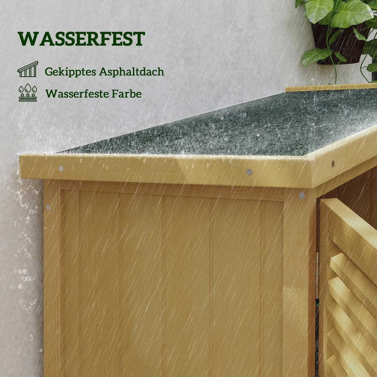 GARTENSCHRANK Holz, 4 Fächer, mit Asphaltdach, hellgelb - Gelb, Holz (87/160/46.5cm) - Kaket
