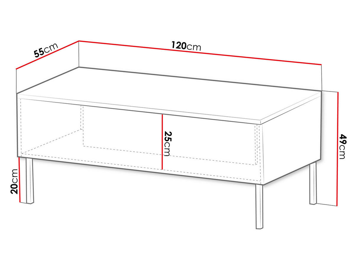 COUCHTISCH Exito 120 - Goldfarben/Schwarz, Holzwerkstoff/Metall (55/120/49cm) - MIRJAN24