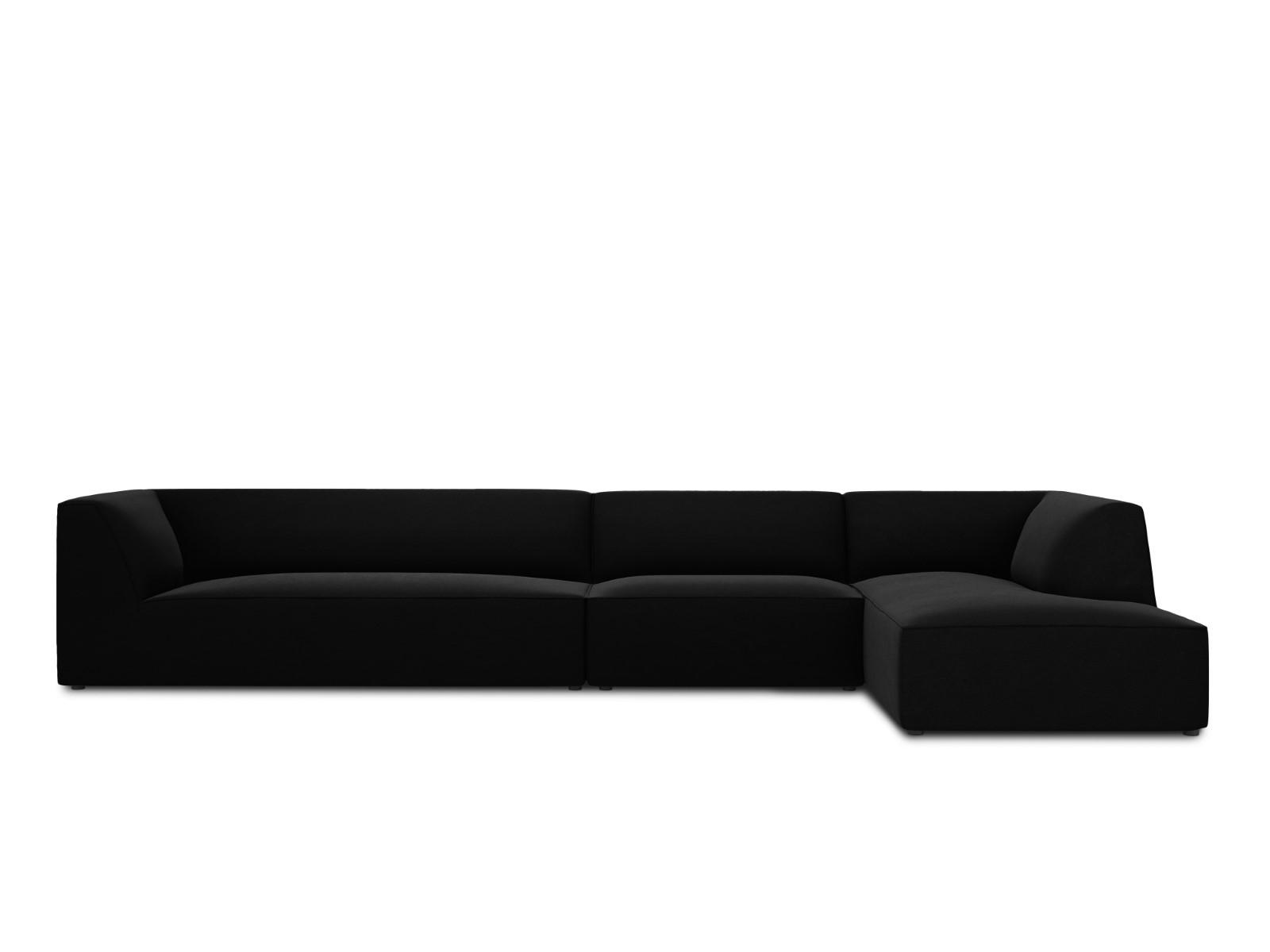 ECKSOFA rechts Ruby aus Samt schwarz 5 Sitzplätze - Schwarz, Textil (180/366cm) - Micadoni