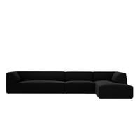 ECKSOFA rechts Ruby aus Samt schwarz 5 Sitzplätze - Schwarz, Textil (180/366cm) - Micadoni